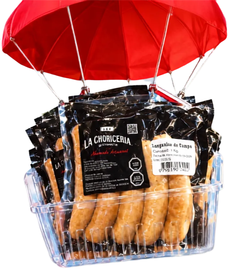 Longanizas de campo llegando en paracaídas